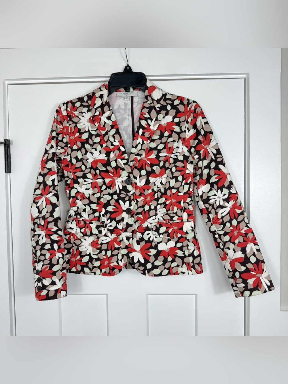 Ann Taylor Factory Floral Print Blazer Jacket Cotton Women’s Size 0 Petite